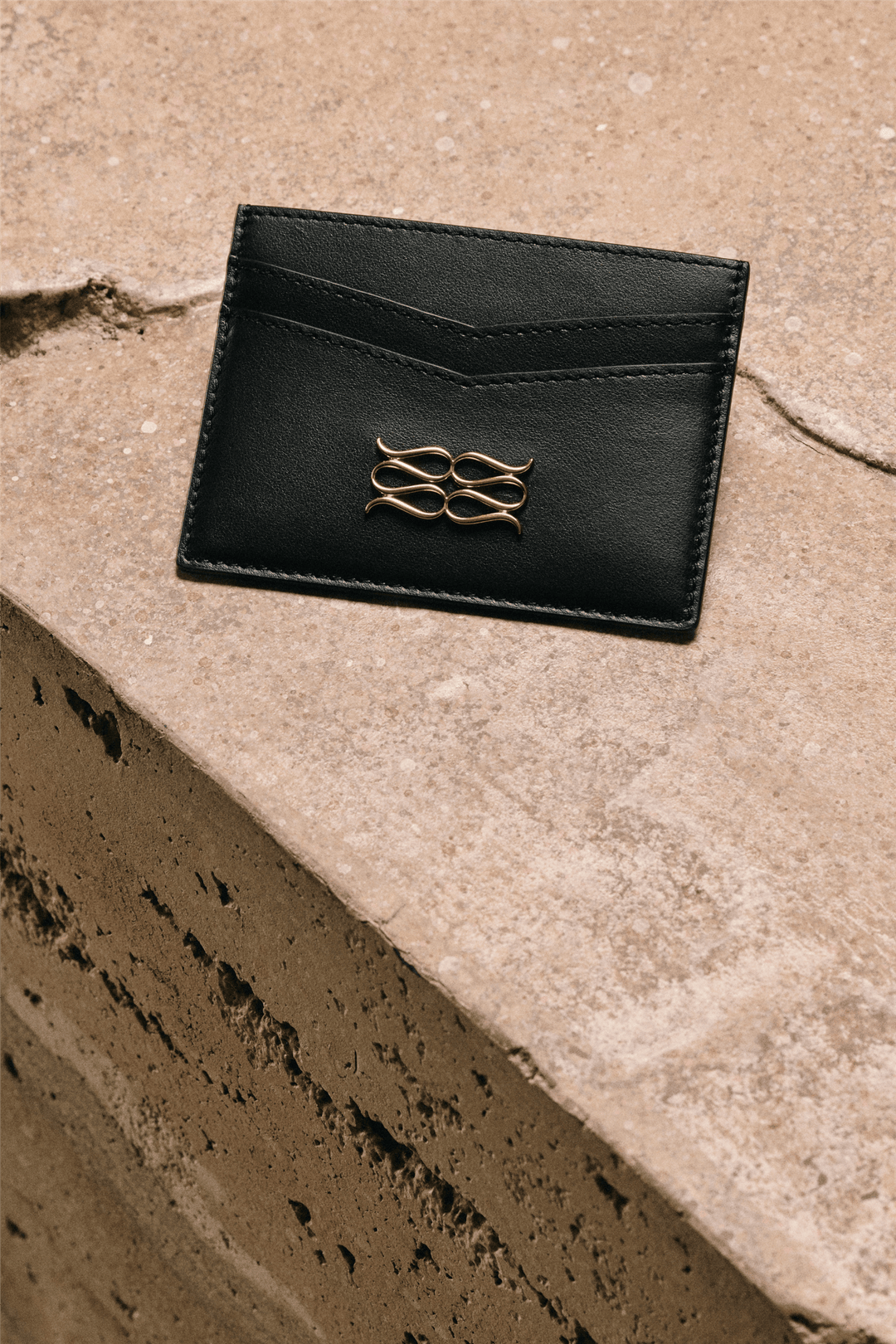 Malina Vesker Monogram Leather Card Holder Black