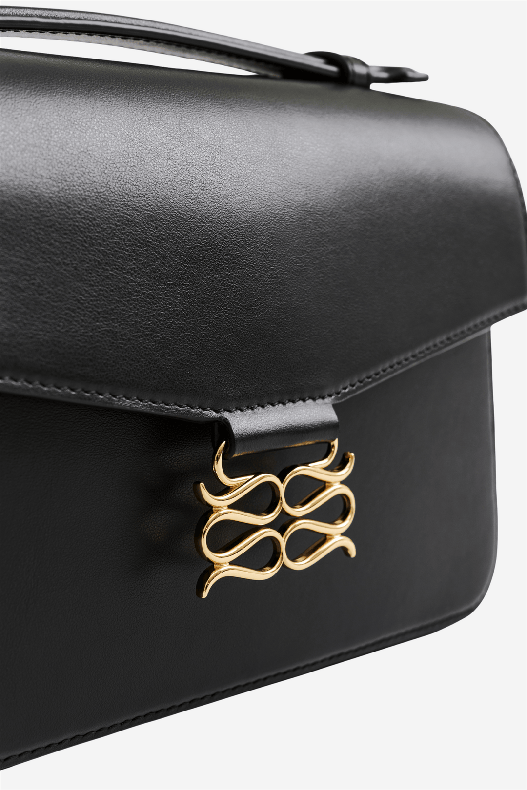 Malina Vesker Monogram Leather Shoulder Bag Black