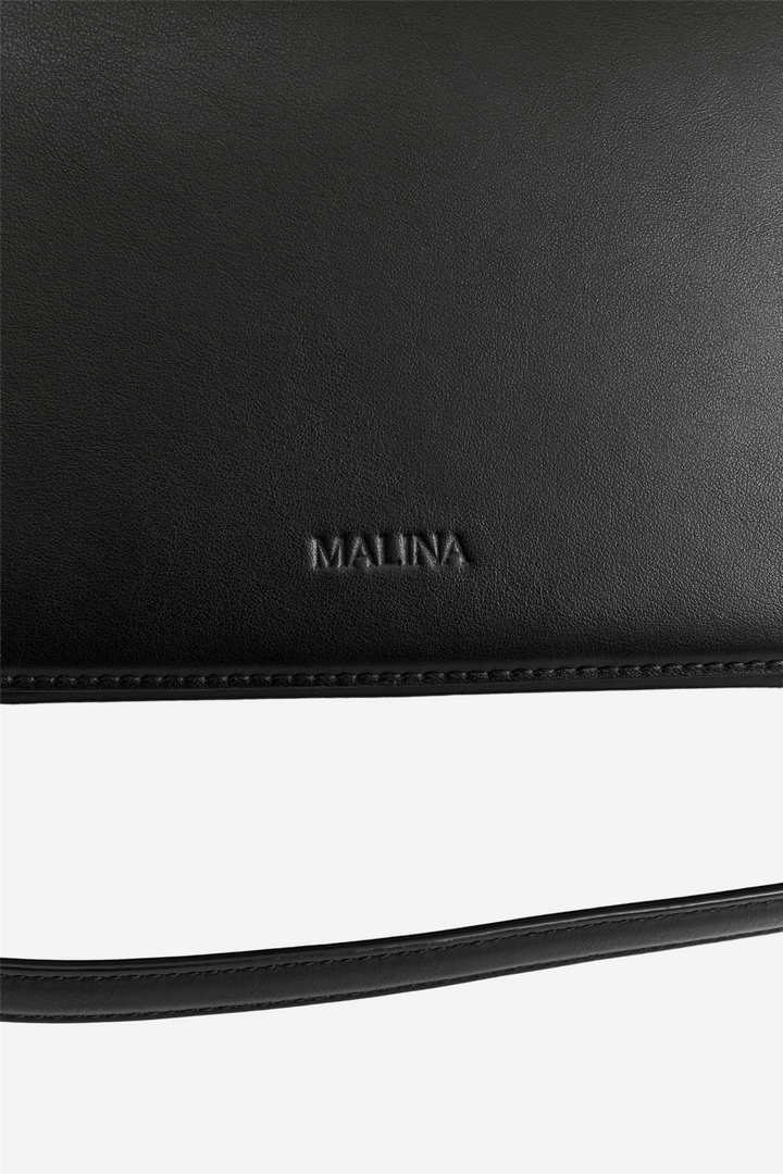 Malina Vesker Monogram Leather Shoulder Bag Black