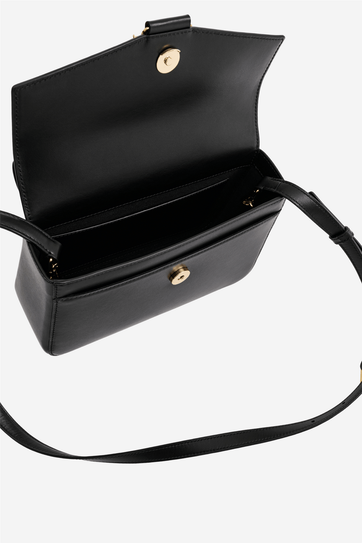 Malina Vesker Monogram Leather Shoulder Bag Black