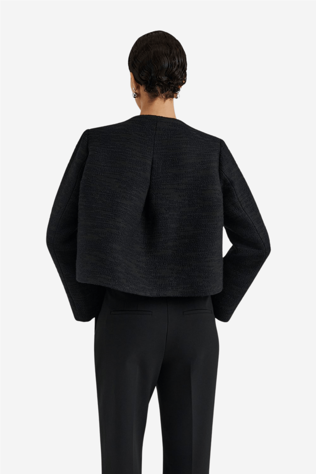 Malina Yttertøy Ruthie Cropped Boucle Blazer Black