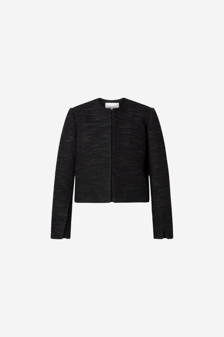 Malina Yttertøy Ruthie Cropped Boucle Blazer Black