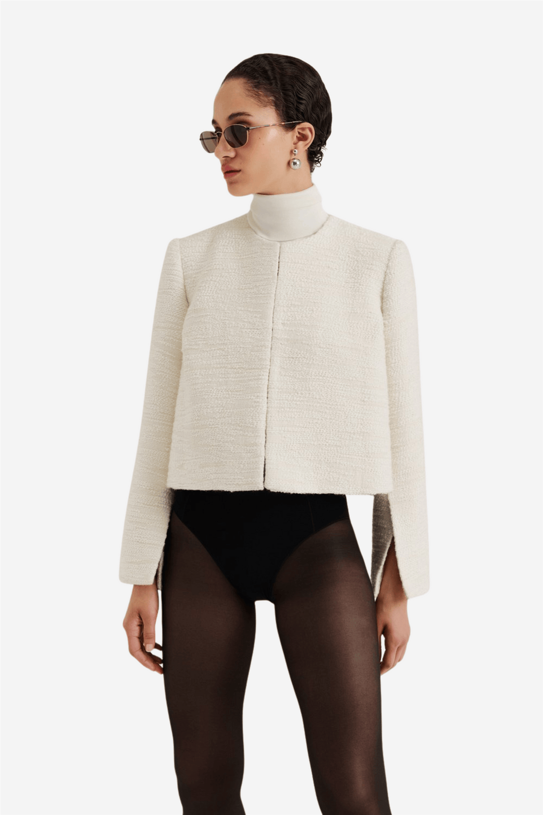 Malina Yttertøy Ruthie Cropped Boucle Blazer Vanilla