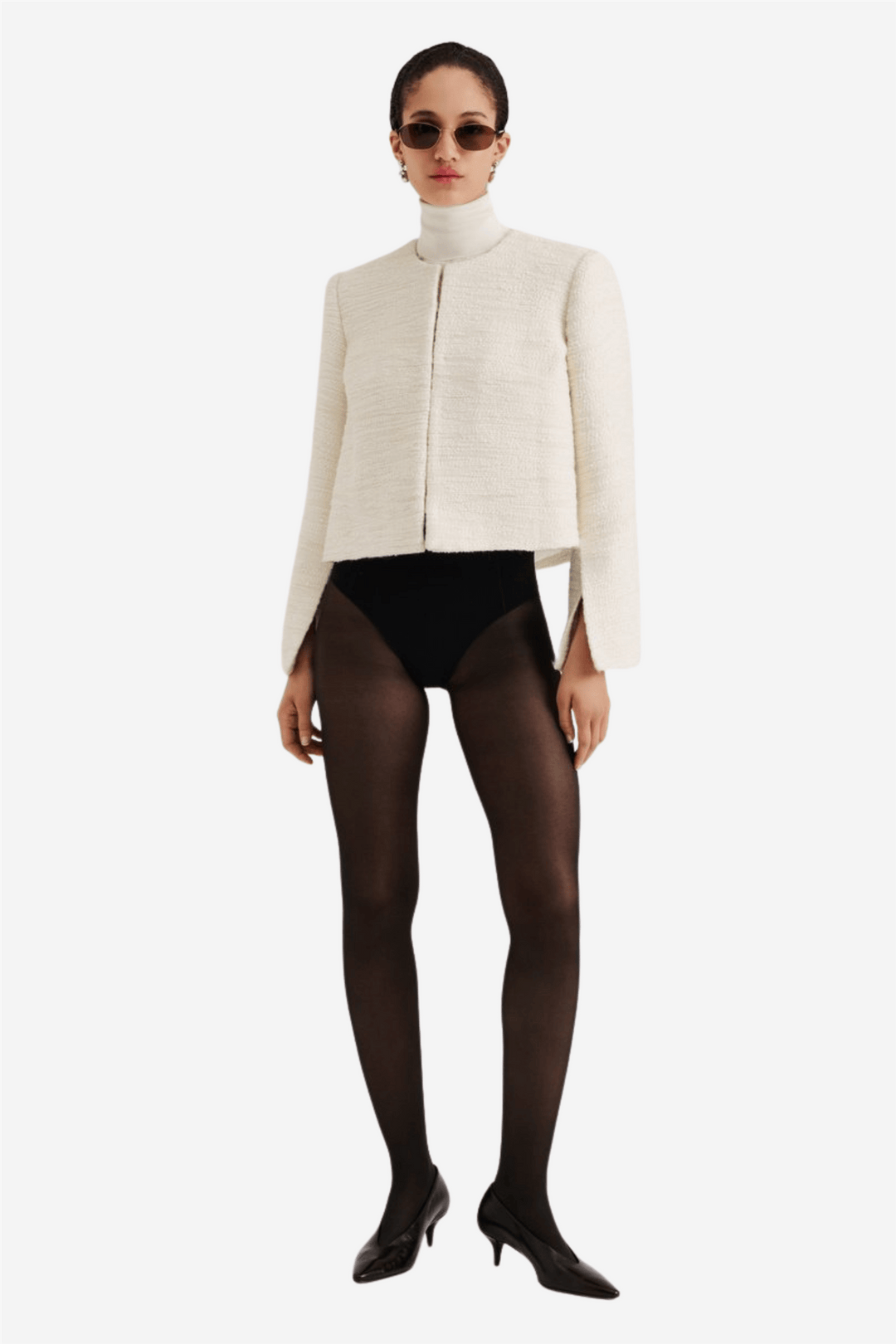 Malina Yttertøy Ruthie Cropped Boucle Blazer Vanilla