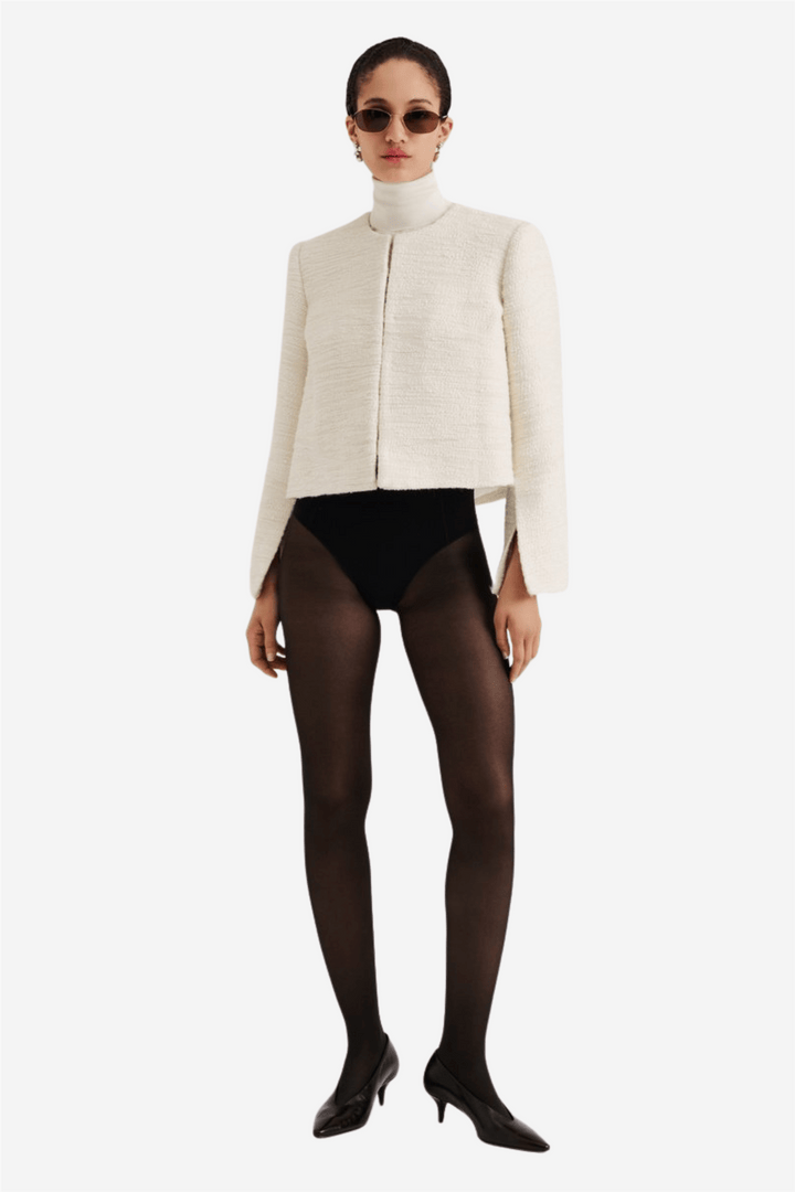 Malina Yttertøy Ruthie Cropped Boucle Blazer Vanilla