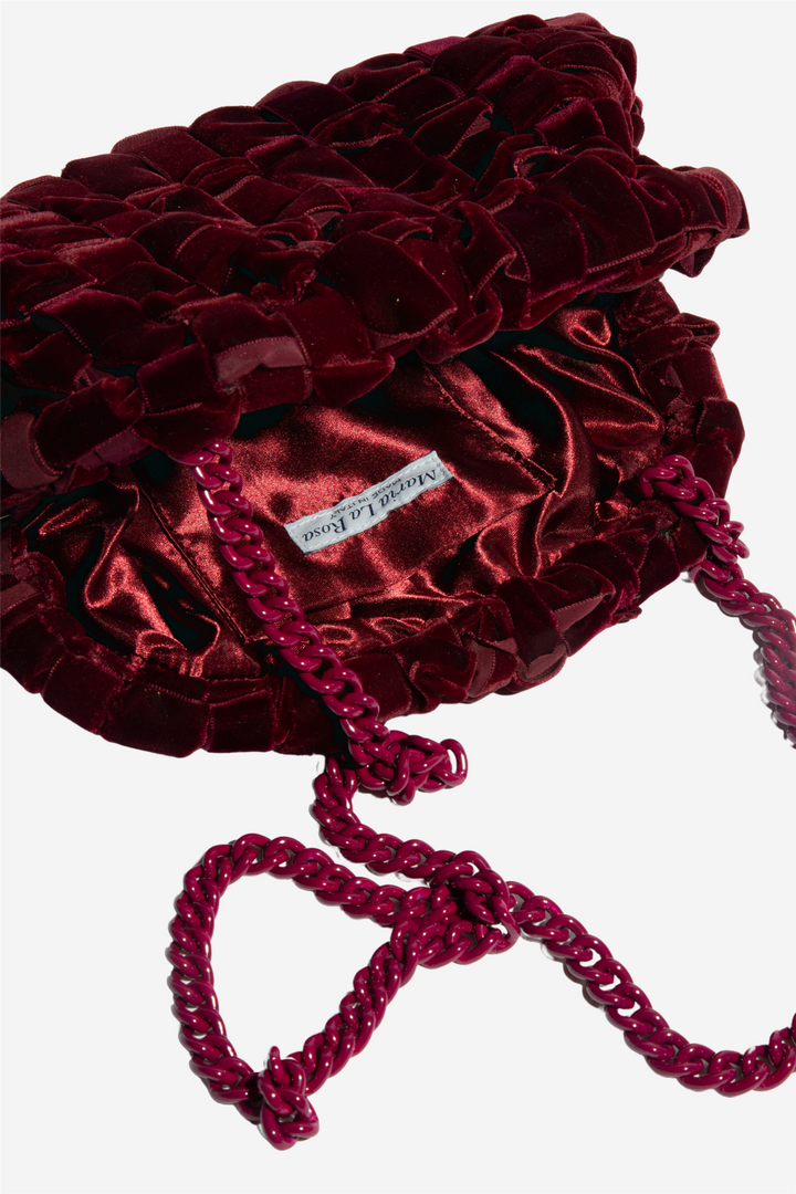 Maria La Rosa Vesker Velvet Game Bag Bordeaux