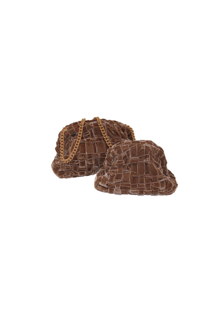 Maria La Rosa Vesker Velvet Game Bag Nocciola