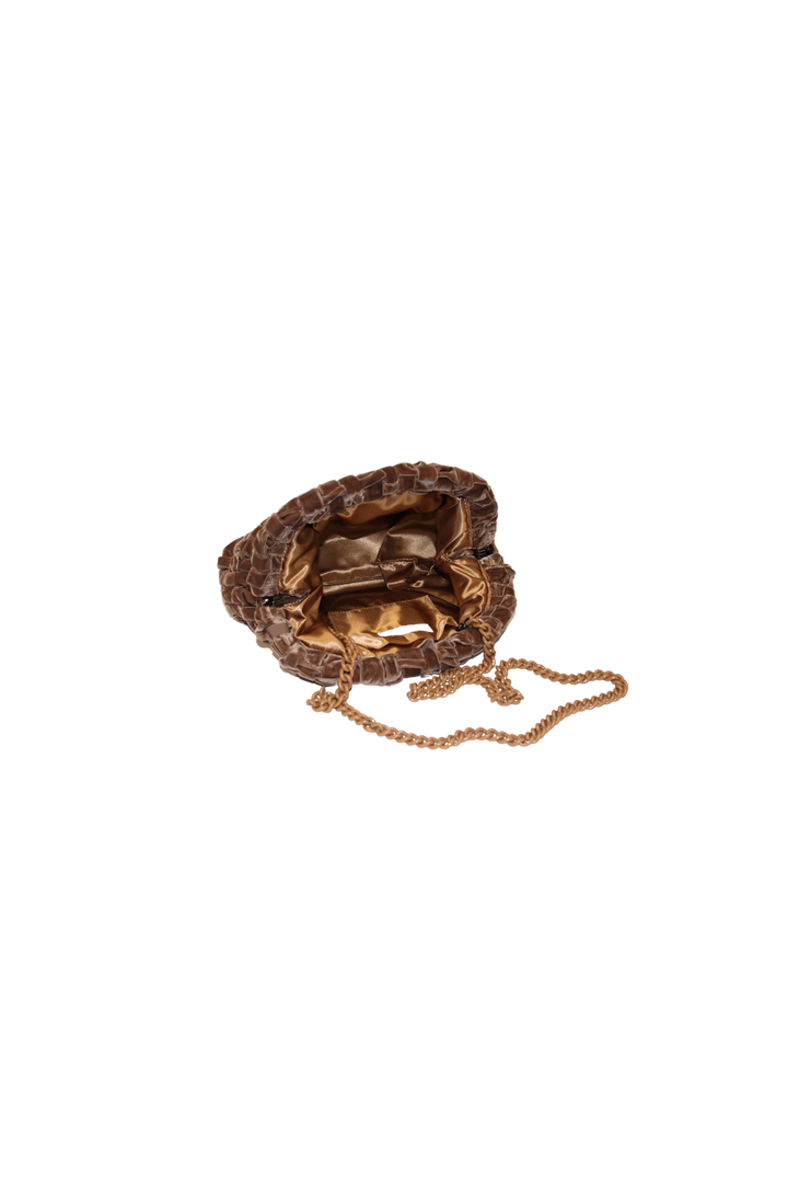 Maria La Rosa Vesker Velvet Mini Game Bag Nocciola