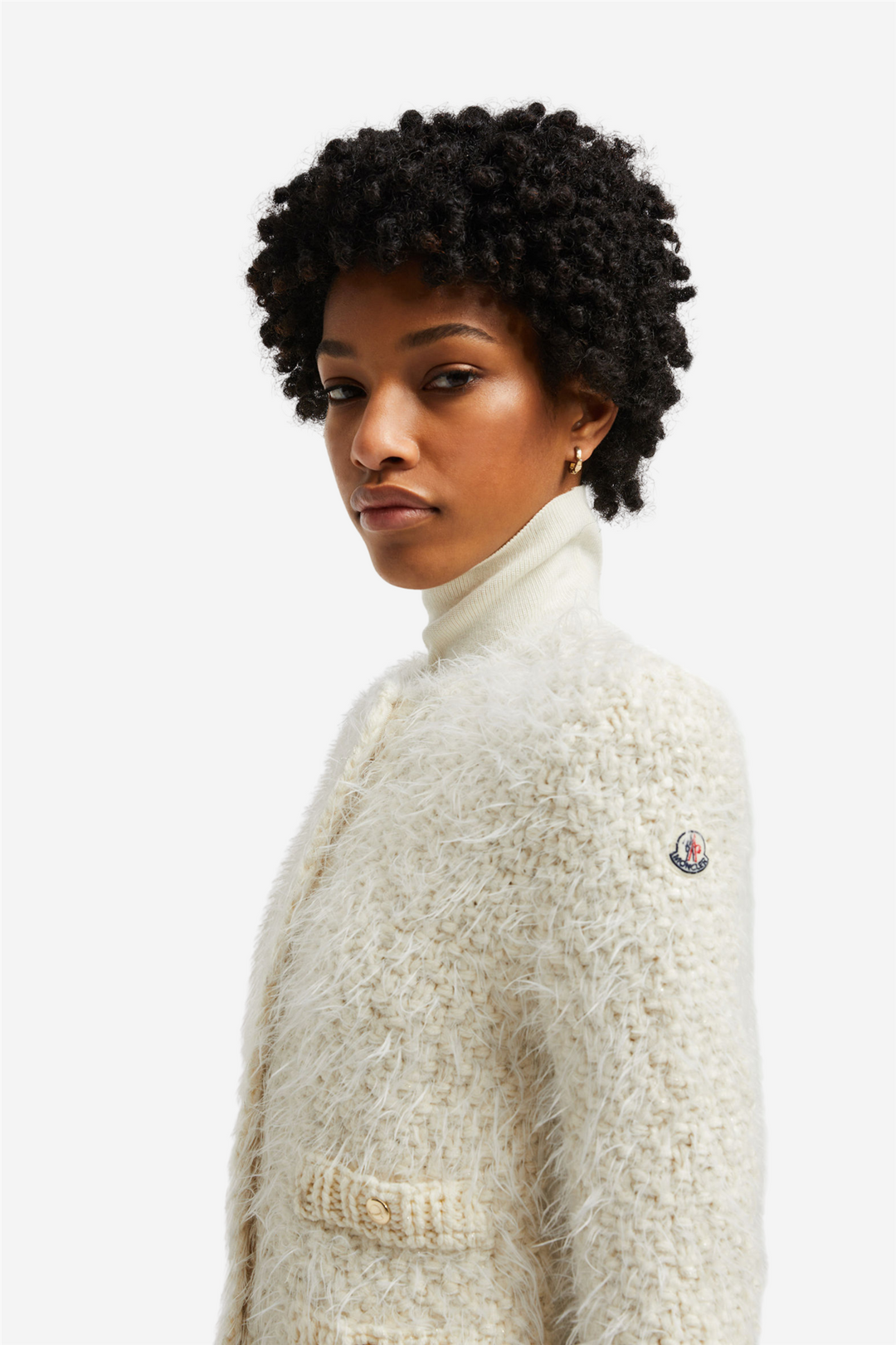 Moncler Genser & Cardigan Padded Wool Cardigan Natural