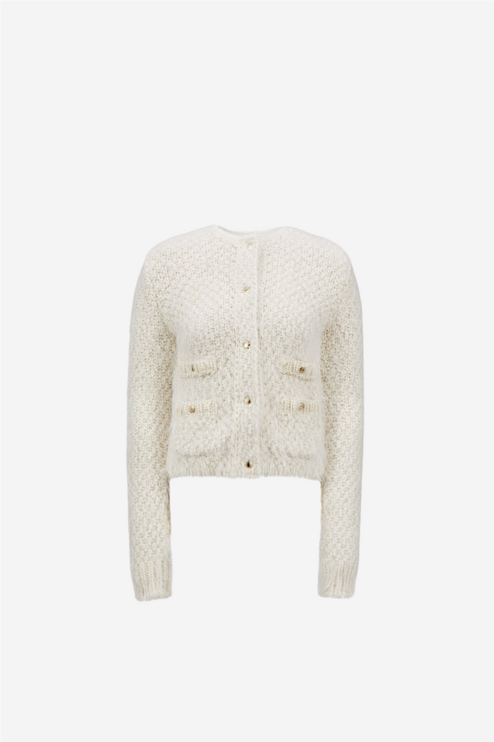 Moncler Genser & Cardigan Padded Wool Cardigan Natural