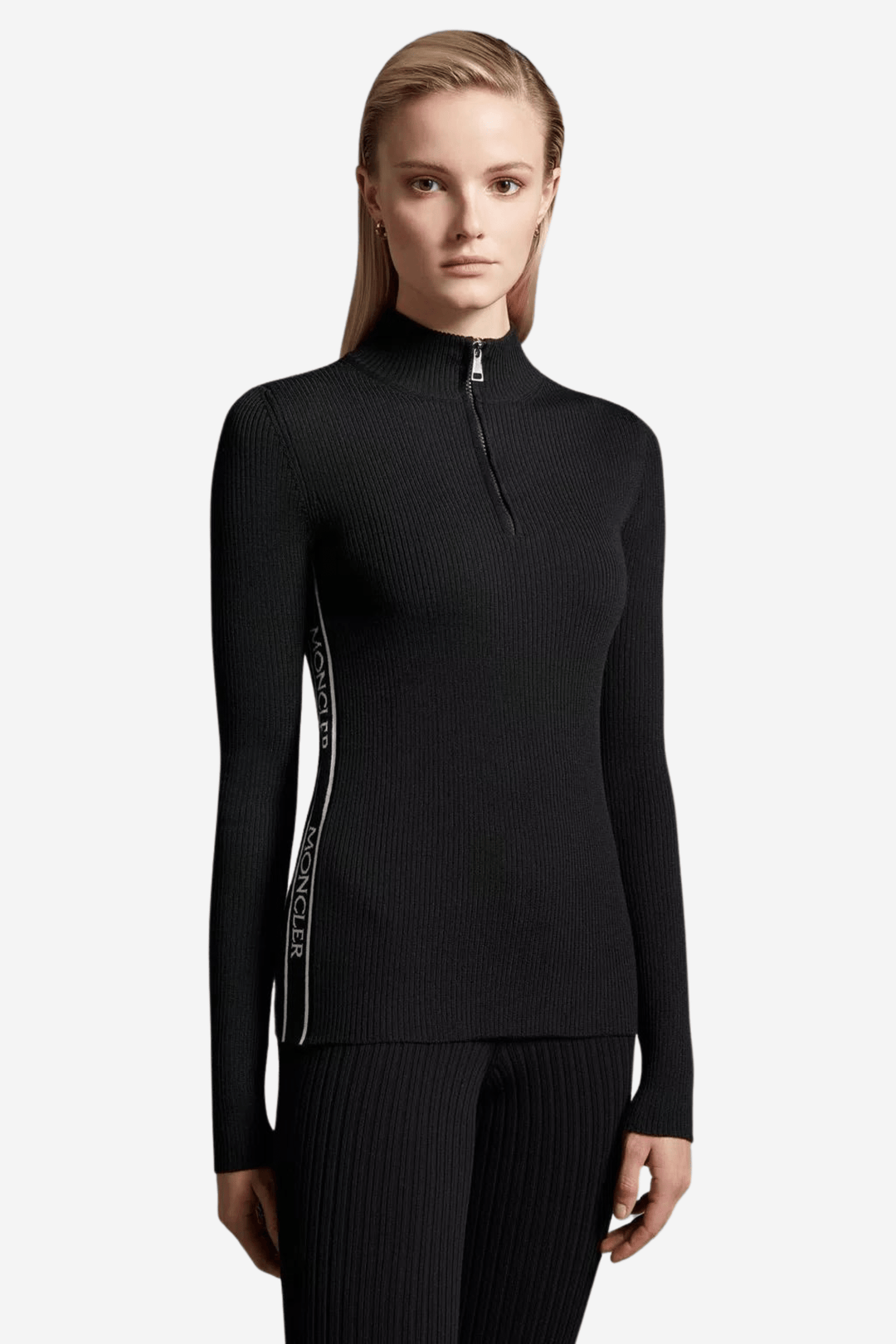 Moncler Genser & Cardigan Wool Zip-Up Polo Neck Jumper