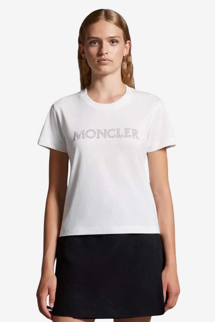 Moncler Topper & t-skjorter Crystal Logo T-Shirt Off White