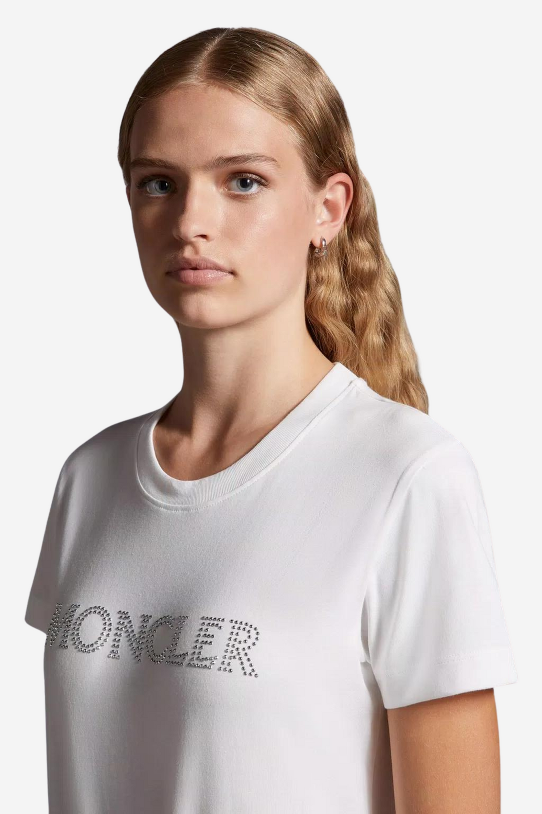 Moncler Topper & t-skjorter Crystal Logo T-Shirt Off White