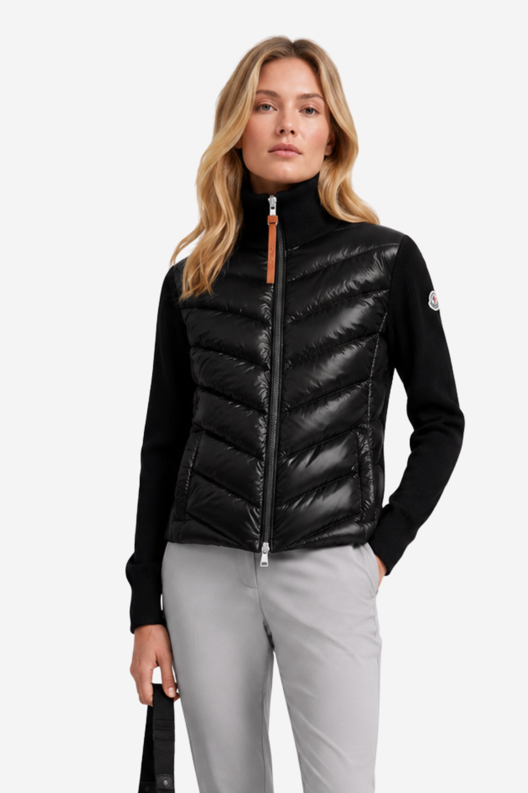 Moncler Yttertøy Padded Wool Zip-Up Cardigan Black