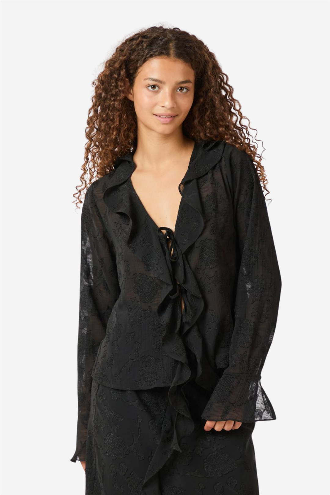 Neo Noir Bluser & Skjorter Anika Burnout Blouse Black