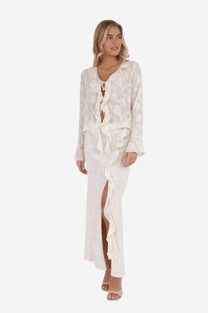 Neo Noir Bluser & Skjorter Anika Burnout Blouse Off White