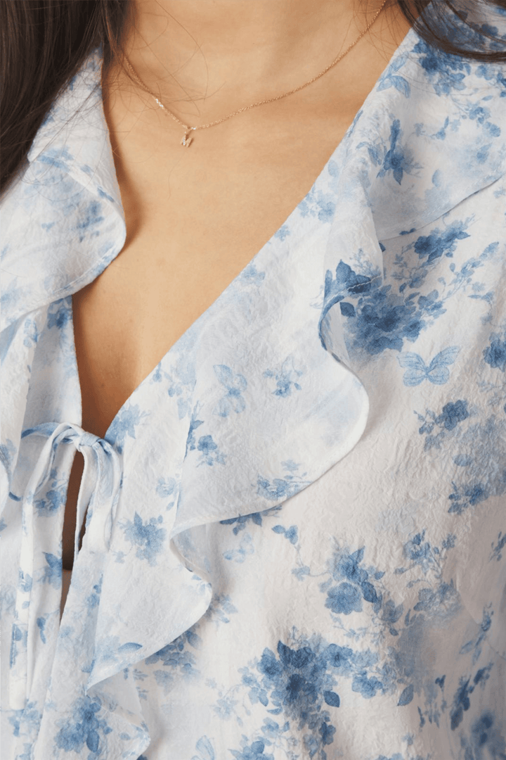 Neo Noir Bluser &amp; Skjorter Anika Fleur Blouse Blue Floral
