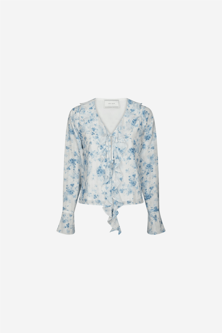 Neo Noir Bluser &amp; Skjorter Anika Fleur Blouse Blue Floral