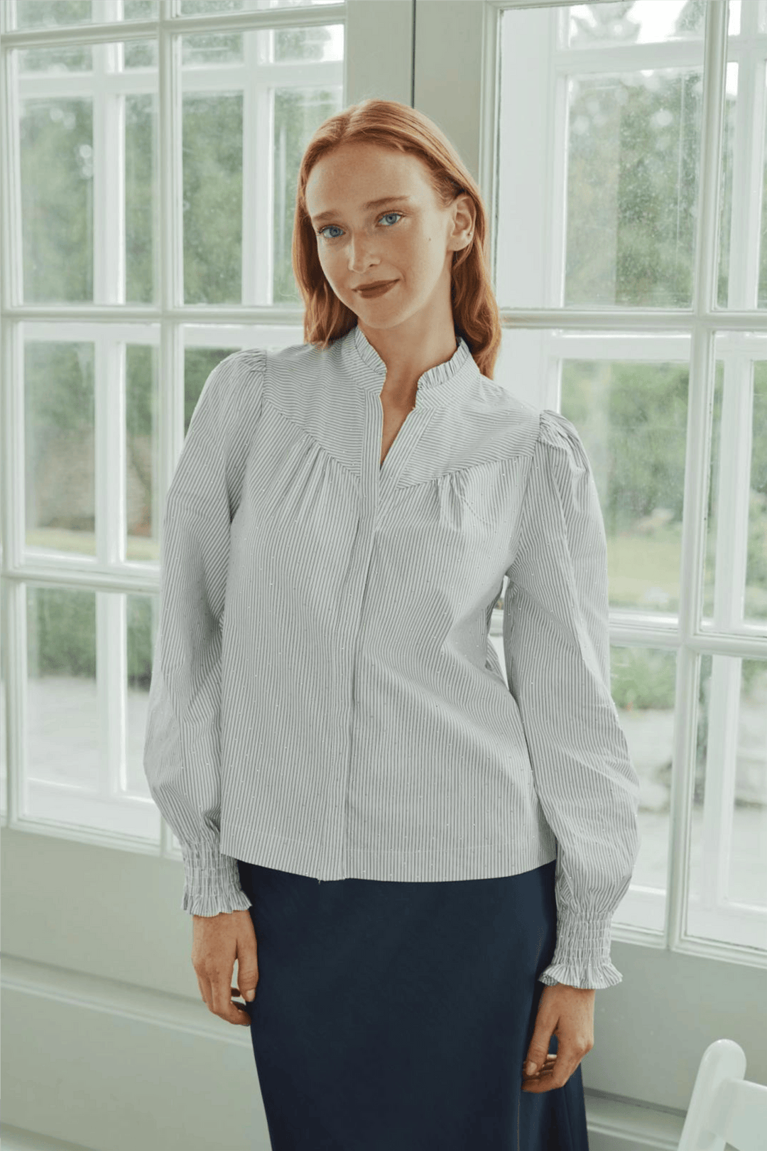 Neo Noir Bluser &amp; Skjorter Astrida Stripe Stone Shirt Blouse