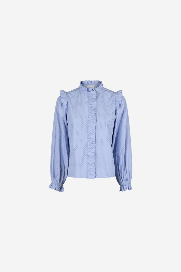 Neo Noir Bluser & Skjorter Charly Mini Dot Blouse Light Blue