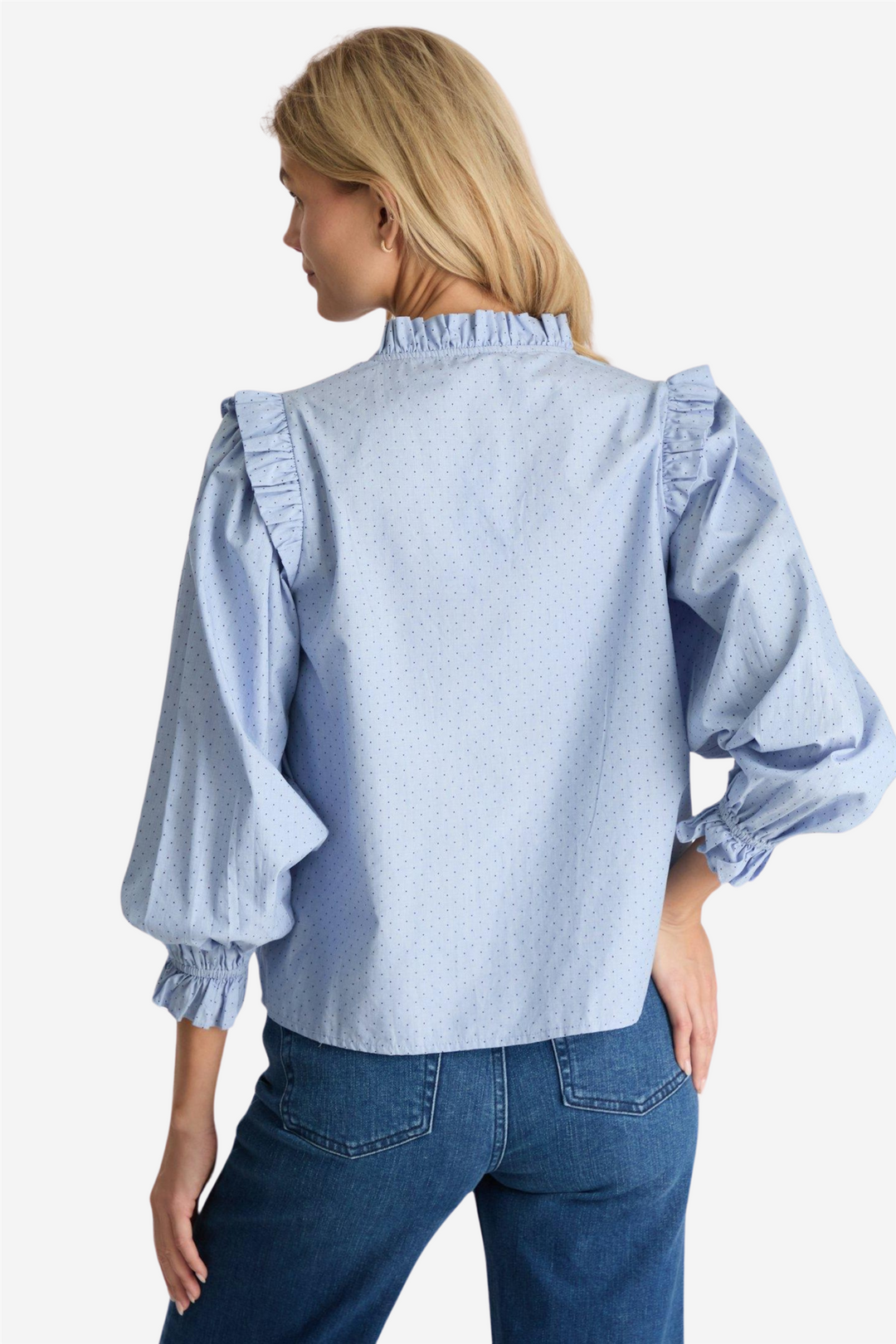 Neo Noir Bluser & Skjorter Charly Mini Dot Blouse Light Blue