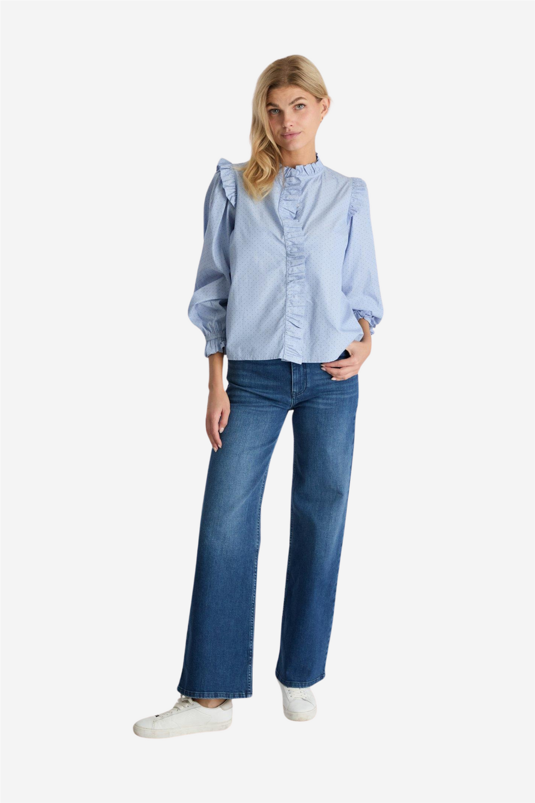 Neo Noir Bluser & Skjorter Charly Mini Dot Blouse Light Blue