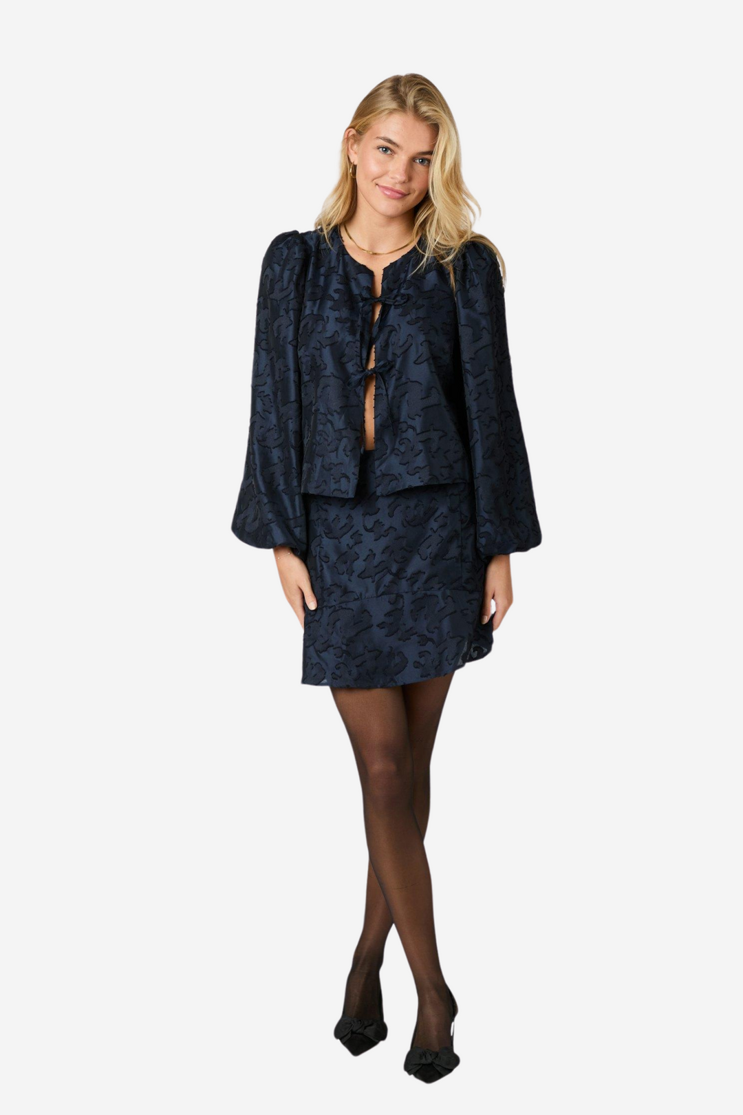 Neo Noir Bluser & Skjorter Daliska Artwork Blouse Navy