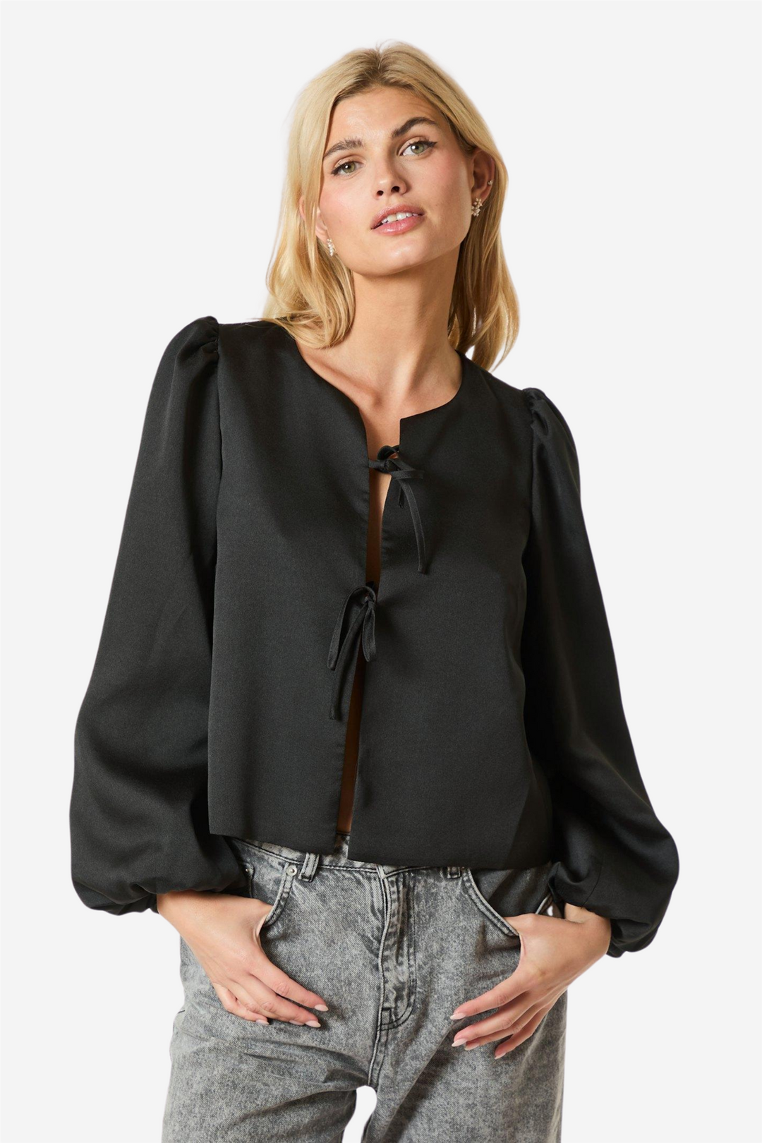 Neo Noir Bluser & Skjorter Daliska Dull Satin Blouse Black