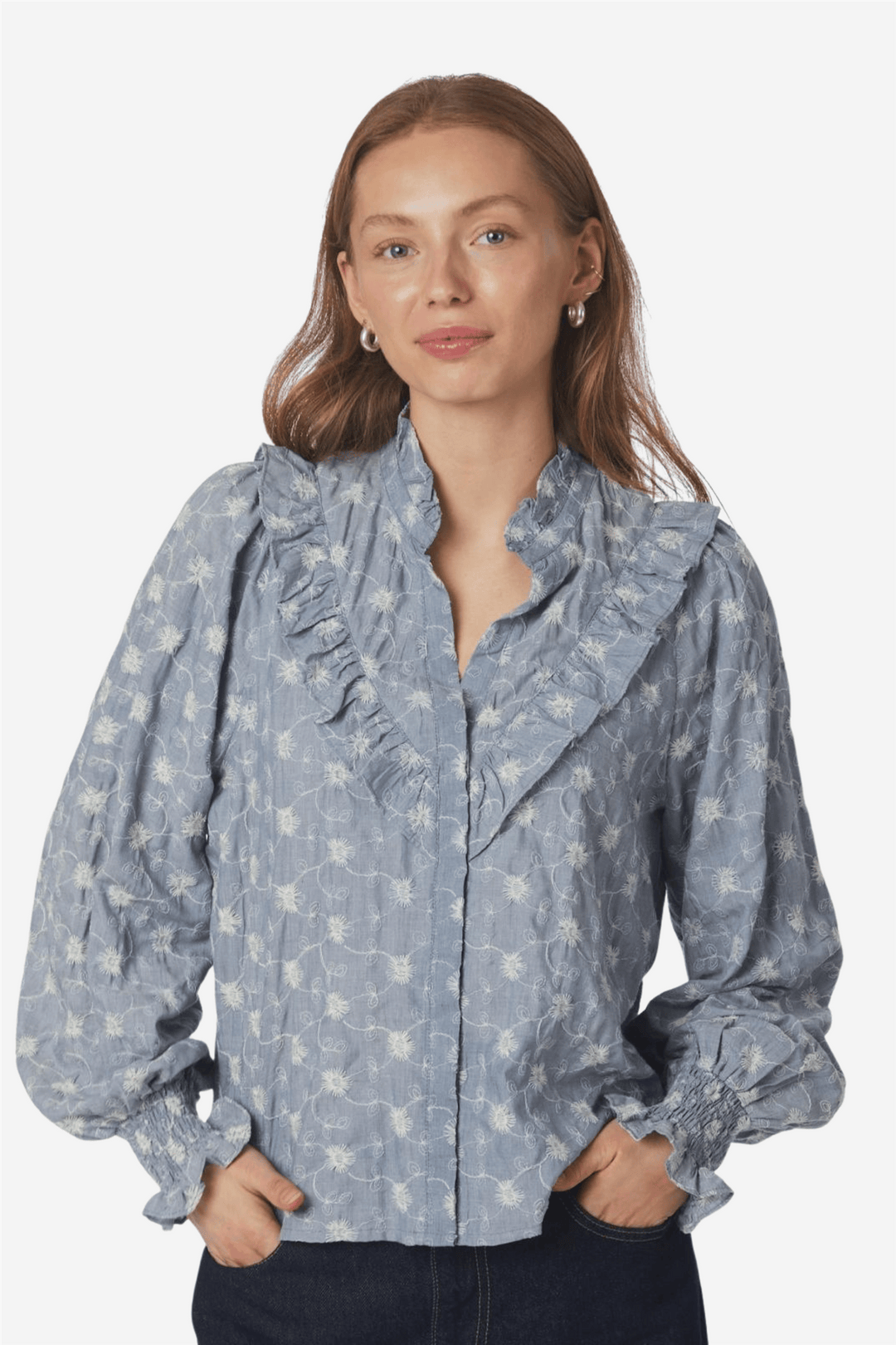 Neo Noir Bluser &amp; Skjorter Degas Delicate Blouse Dusty Blue