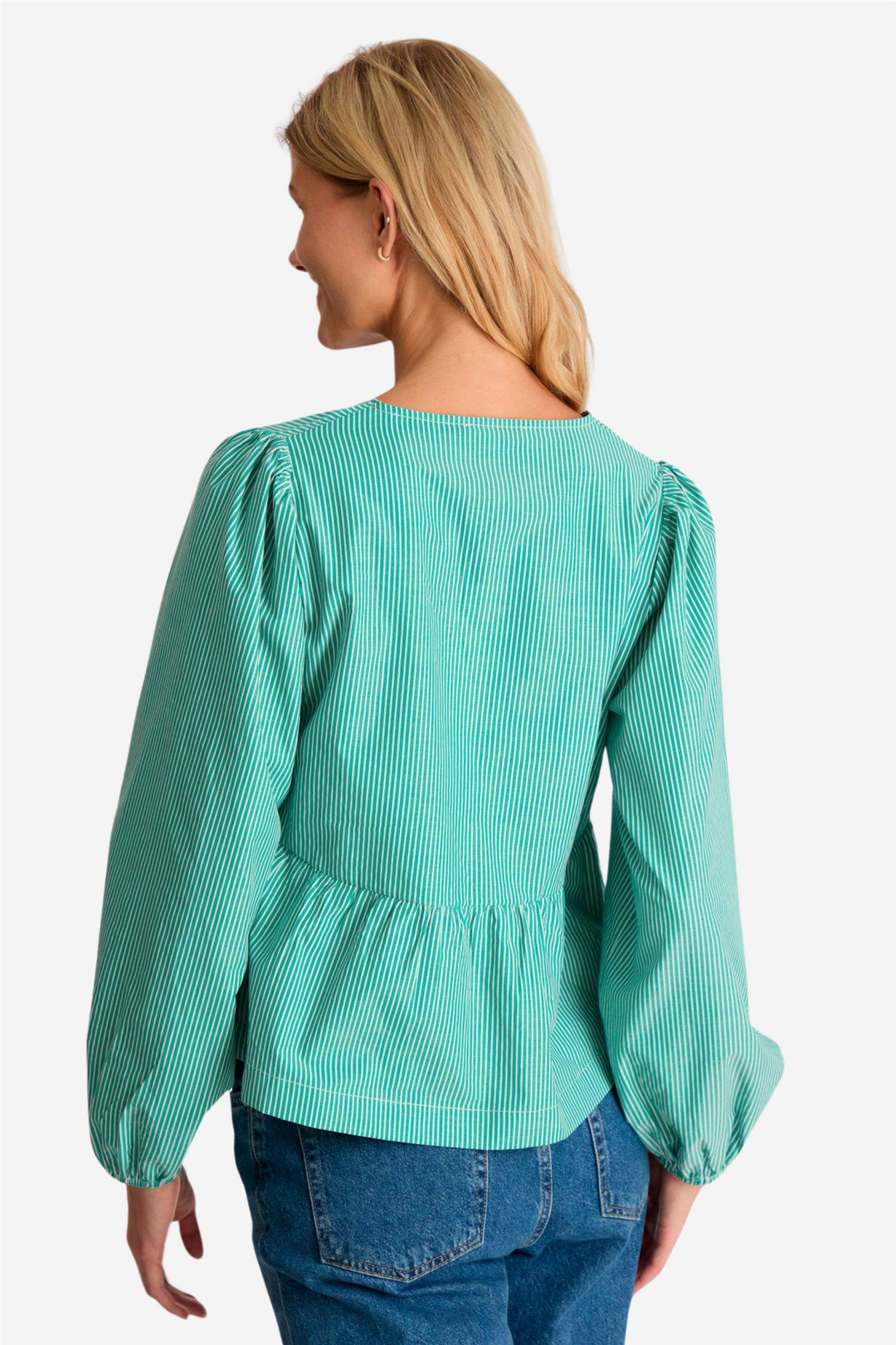 Neo Noir Bluser & Skjorter Esmée Small Stripe Blouse Green