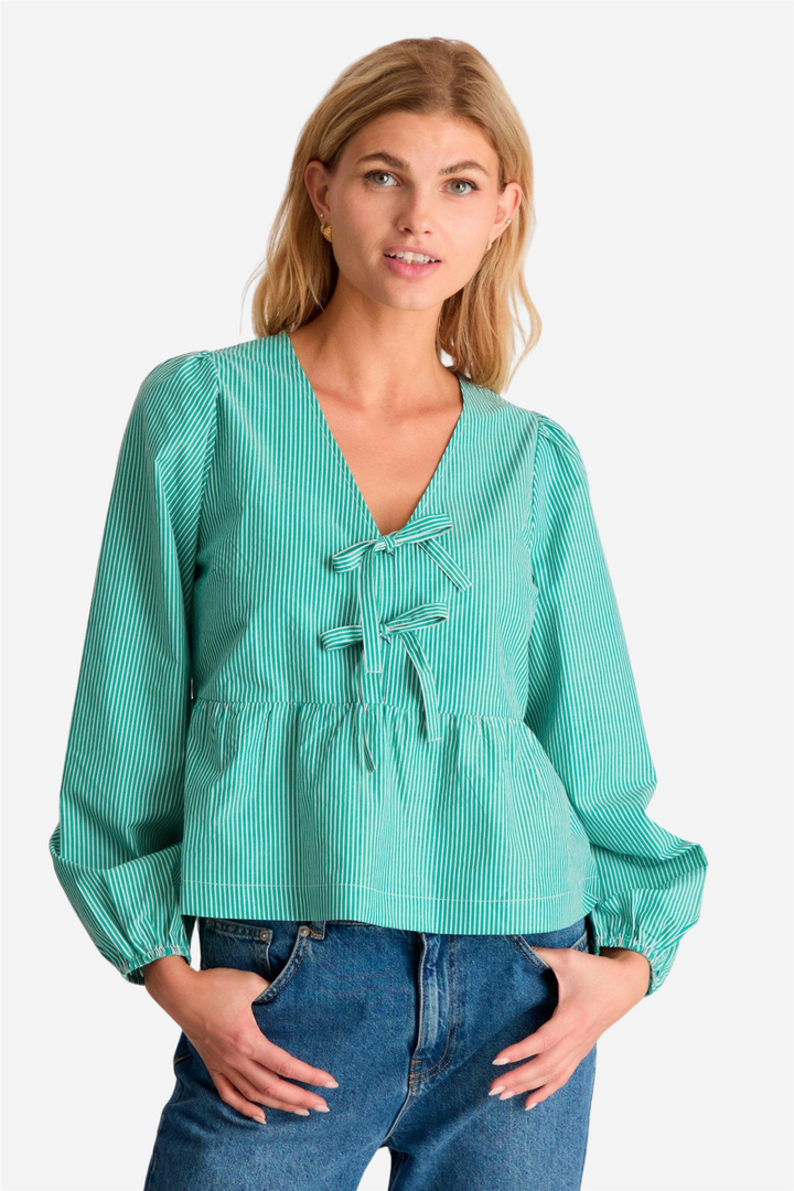 Neo Noir Bluser & Skjorter Esmée Small Stripe Blouse Green