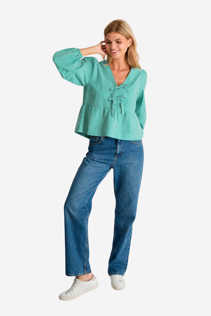 Neo Noir Bluser & Skjorter Esmée Small Stripe Blouse Green