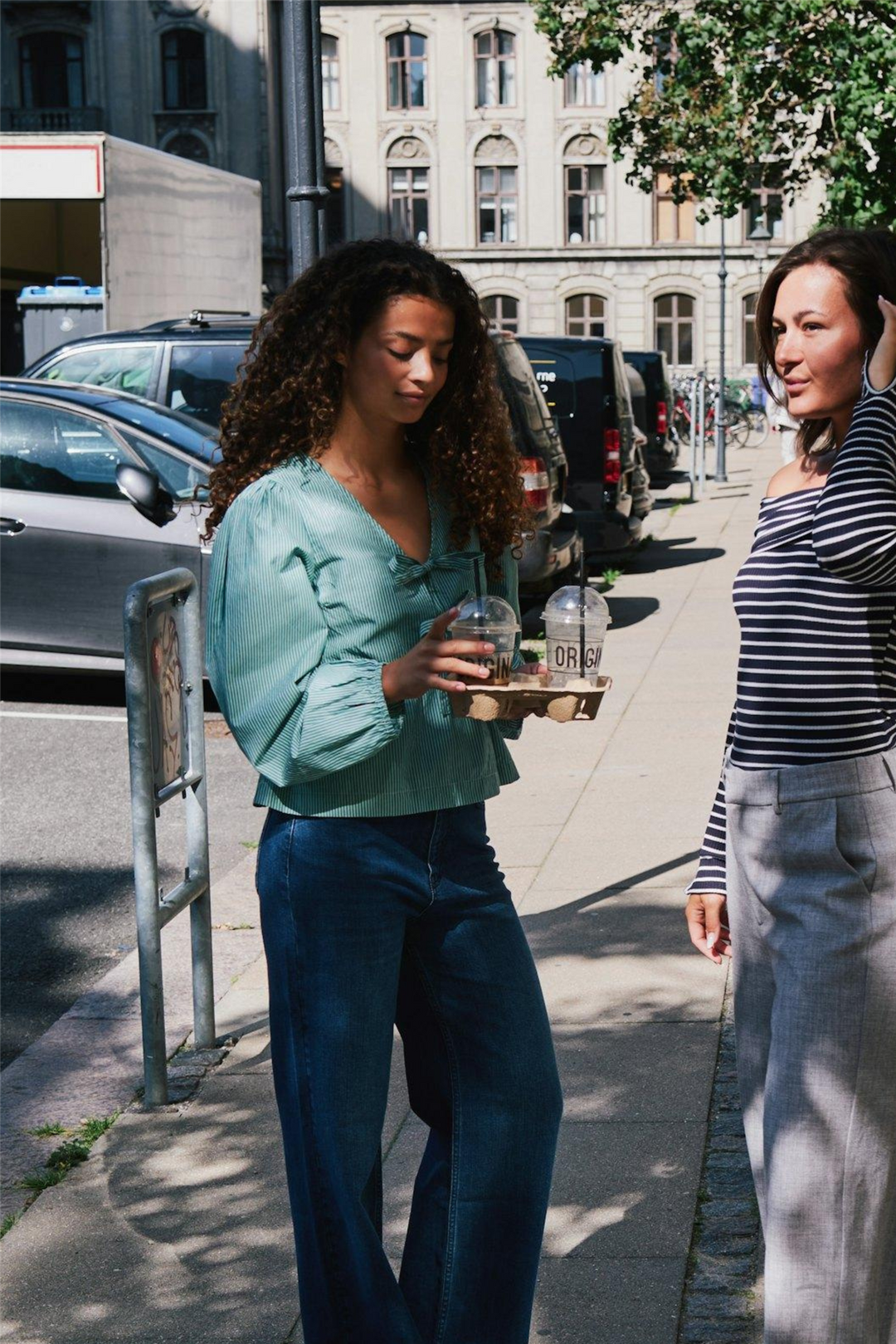 Neo Noir Bluser & Skjorter Esmée Small Stripe Blouse Green