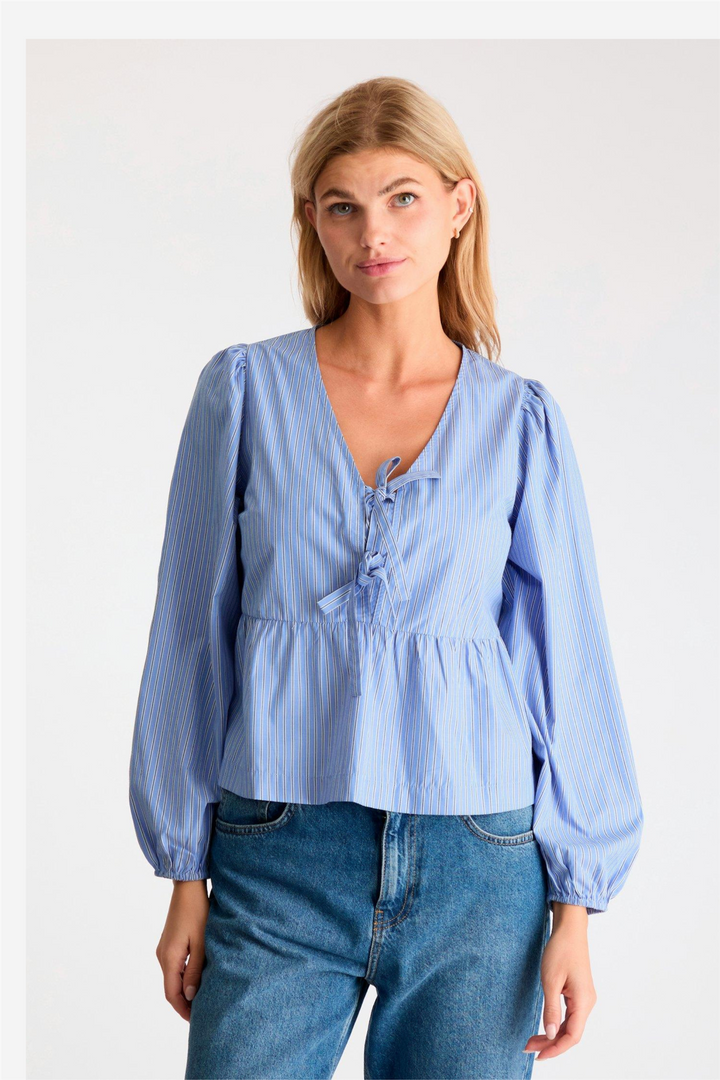 Neo Noir Bluser & Skjorter Esmée Stripe Blouse Blue