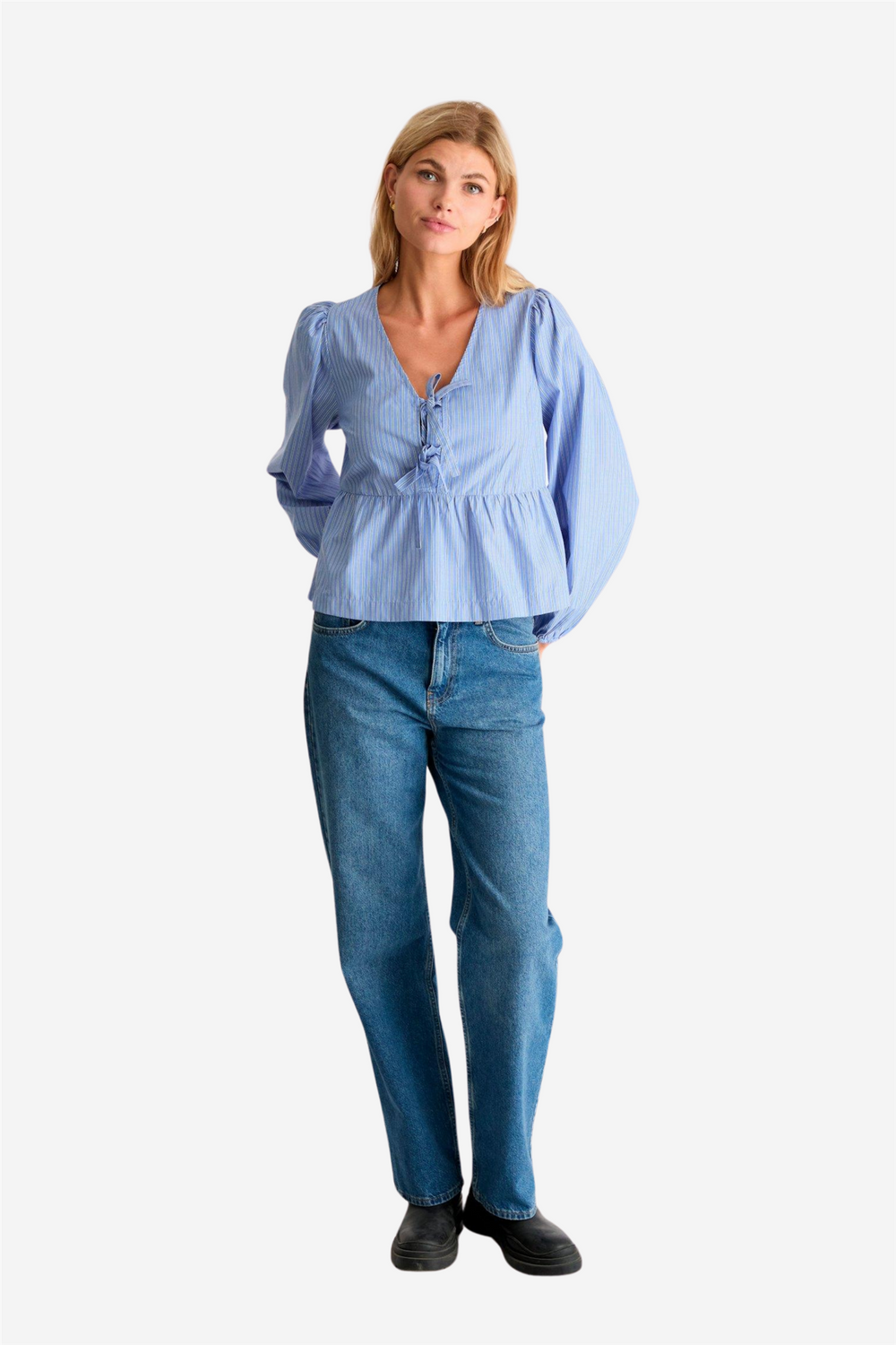 Neo Noir Bluser & Skjorter Esmée Stripe Blouse Blue