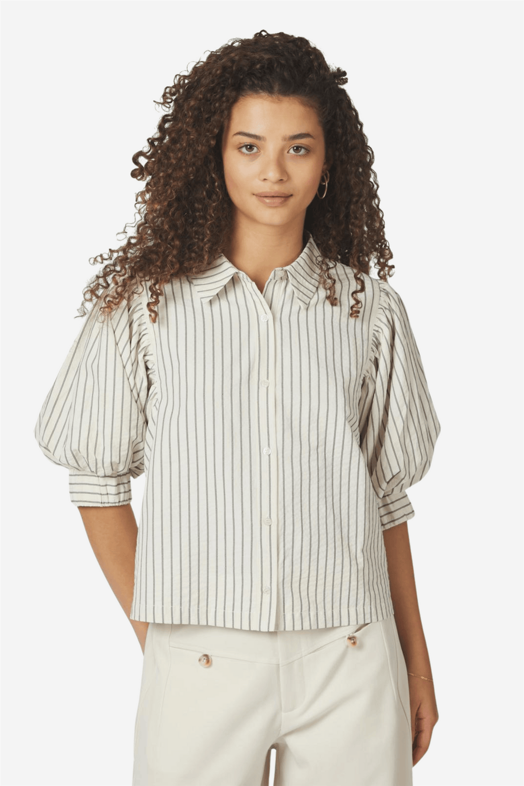 Neo Noir Bluser &amp; Skjorter Etta Slim Stripe Shirt Off White
