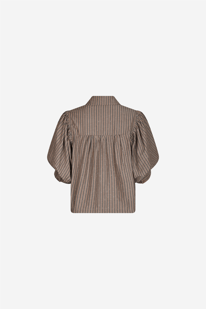 Neo Noir Bluser & Skjorter Etta Soft Stripe Stone Shirt Brown