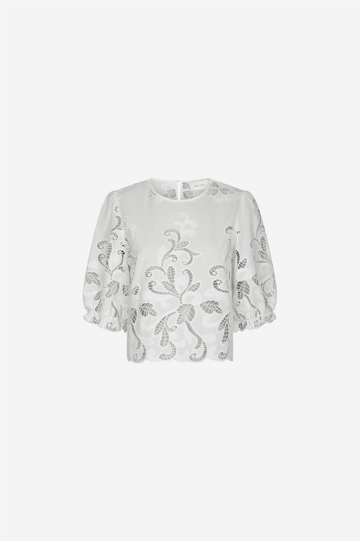 Neo Noir Bluser &amp; Skjorter Fia Embroidery Blouse White