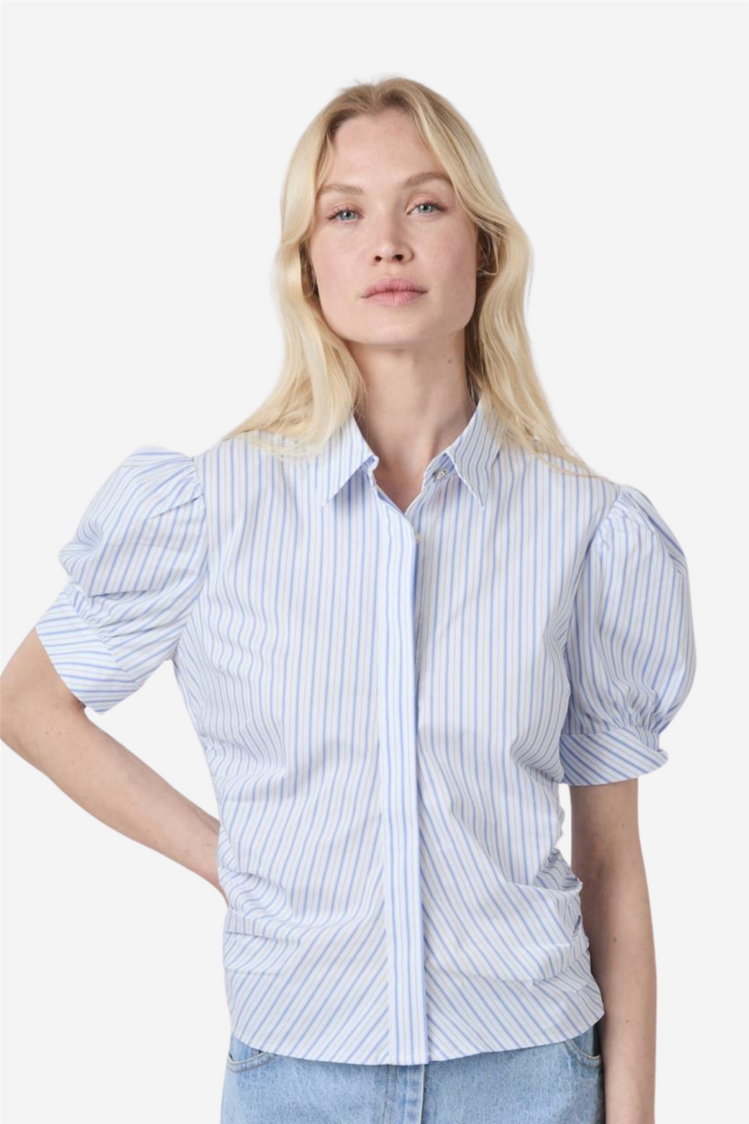 Neo Noir Bluser & Skjorter Frannie Stripe Shirt White/Light Blue
