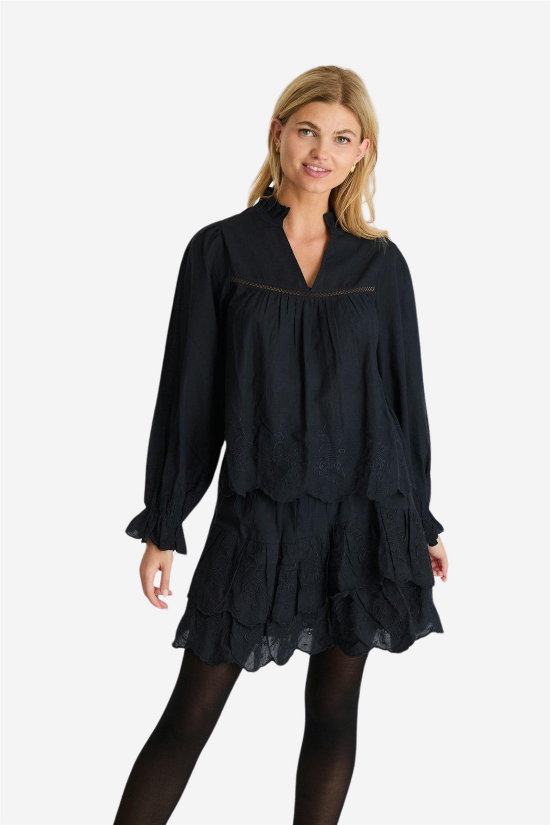 Neo Noir Bluser & Skjorter Heline Emb Blouse Navy