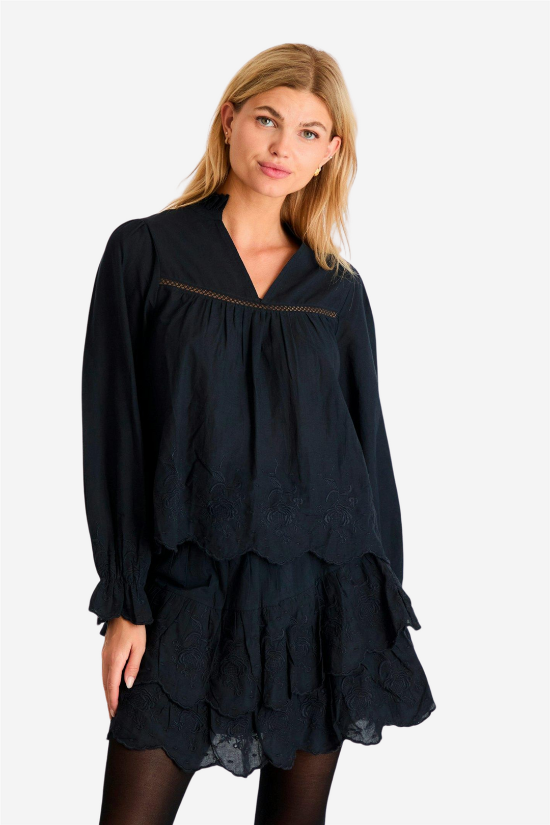 Neo Noir Bluser & Skjorter Heline Emb Blouse Navy