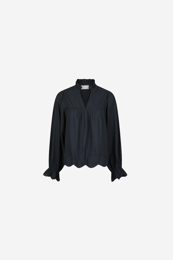 Neo Noir Bluser & Skjorter Heline Emb Blouse Navy