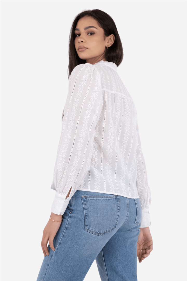Neo Noir Bluser & Skjorter Massima Embroidery Blouse White
