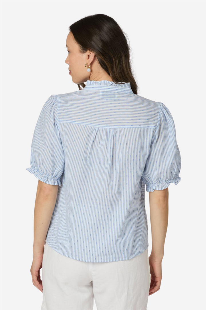 Neo Noir Bluser & Skjorter Odesa Dot Stripe Blouse Light Blue