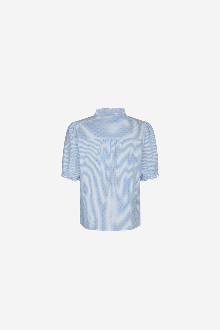 Neo Noir Bluser & Skjorter Odesa Dot Stripe Blouse Light Blue
