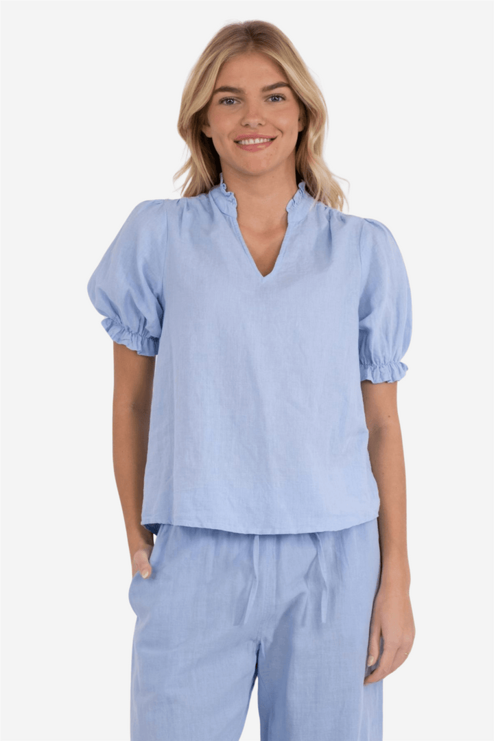Neo Noir Bluser & Skjorter Odesa Linen Blouse Light Blue