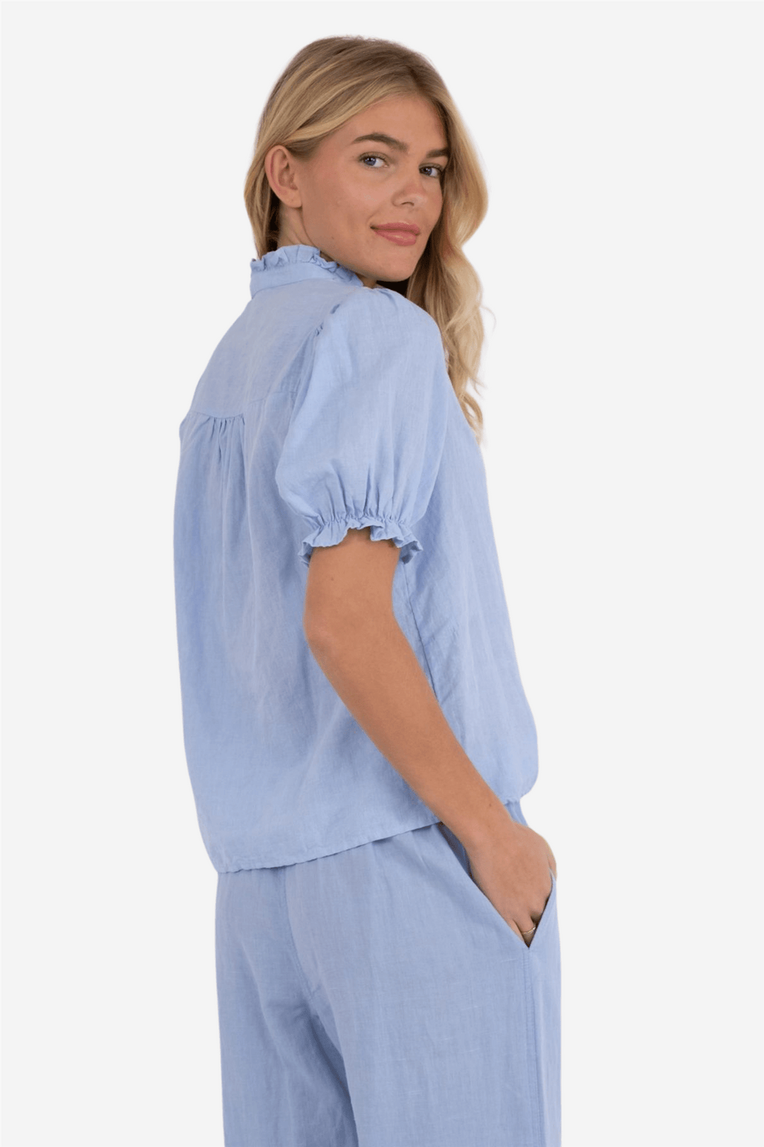 Neo Noir Bluser & Skjorter Odesa Linen Blouse Light Blue