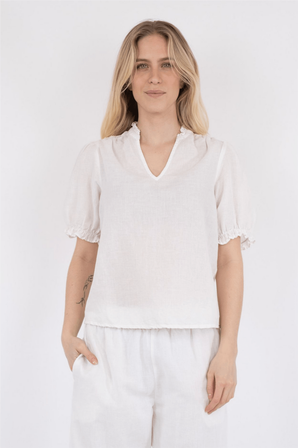 Neo Noir Bluser & Skjorter Odesa Linen Blouse White