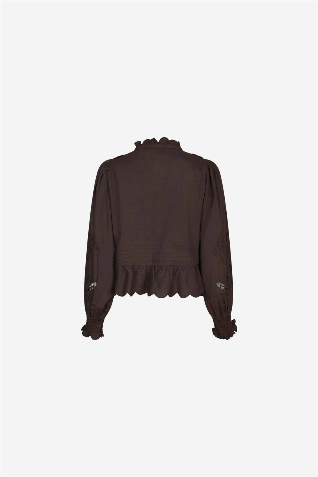 Neo Noir Bluser & Skjorter Petrine Embroidery Blouse Dark Brown
