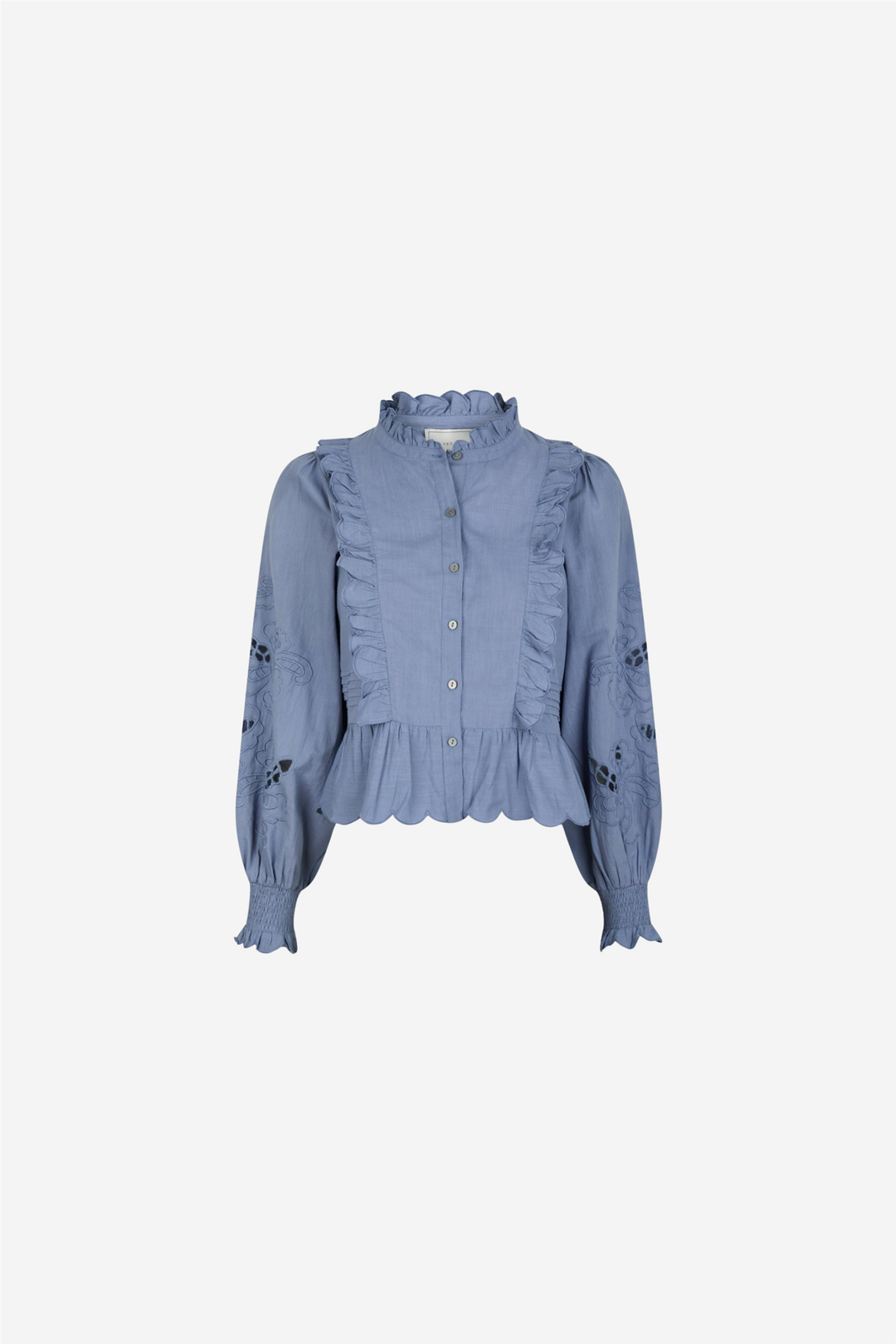 Neo Noir Bluser & Skjorter Petrine Embroidery Blouse Dusty Blue
